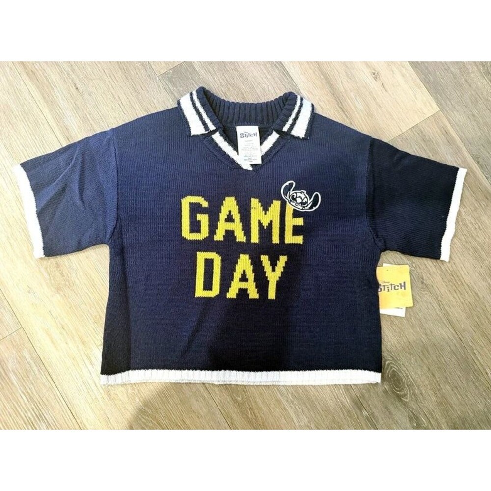 Disney Stitch Game Day Sweater Boys S 6/7 Navy Knit